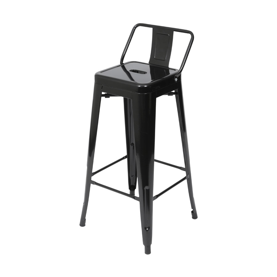 Banqueta Iron com Encosto Preta - banqueta alta para área gourmet, bar e restaurante - Telles Móveis